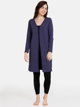 Zivame - Comfy Nights Knit Cotton Shrug Blue