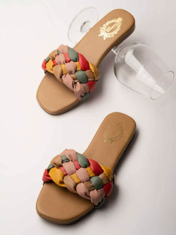 Shoetopia - Women Colourblocked Square Toe Flats