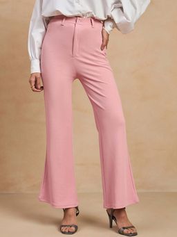 COLOR CAPITAL - Pink Bell Bottom Knitted Pants
