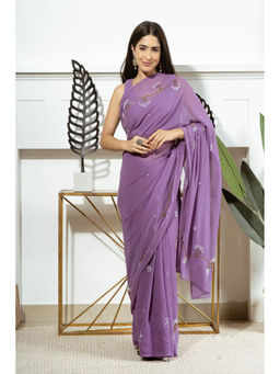 Ruhm - Lavender Luxe Saree with Stitched Blouse
