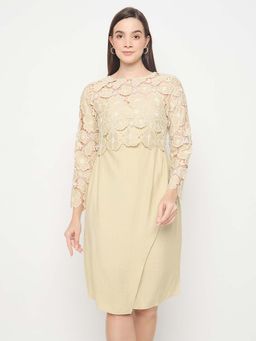 Madame - Lace Overlay Wrap Lemon Yellow Dress