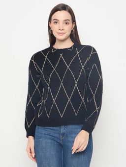Madame - Textured Acrylic Blend Black Sweater