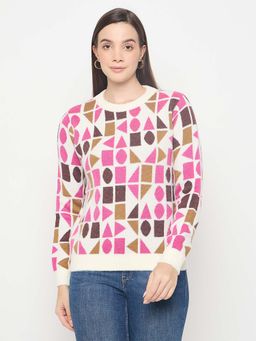 Madame - Geometric Print Acrylic Blend Multicolor Sweatshirt