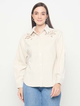 Madame - Cutwork Detailed Off White Shirt