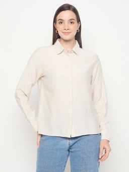Madame - Rayon Blend Solid Beige Shirt
