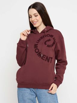 Madame - Typography Print Brown Hoodie