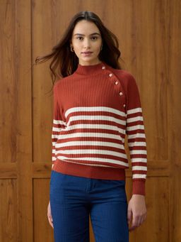 U.S. POLO ASSN. - Horizontal Striped Regular Fit Sweatshirt - Rust