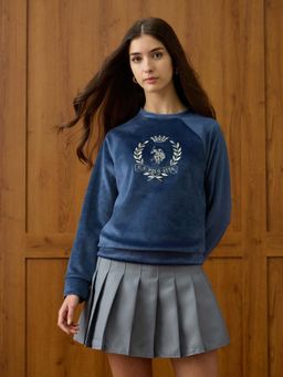 U.S. POLO ASSN. - Relaxed Fit Velvet Sweatshirt - Blue
