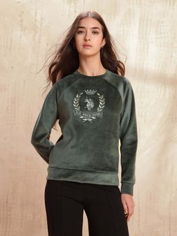 U.S. POLO ASSN. - Relaxed Fit Velvet Sweatshirt - Olive