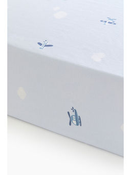 H&M - Blue Patterned Cotton Fitted Sheet