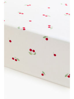 H&M - White Patterned Cotton Fitted Sheet