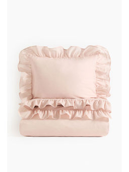 H&M - Pink Flounced Double/King Duvet Cover Set