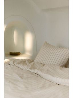 H&M - Beige Striped Single Duvet Cover Set