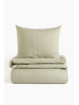 H&M - Green Striped Single Duvet Cover Set