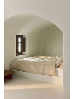 H&M - Beige Striped Double/King Duvet Cover Set