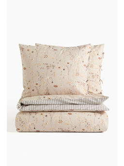 H&M - Beige Floral Double/King Duvet Cover Set