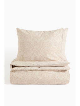 H&M - Beige Jacquard-Weave Double/King Duvet Cover Set