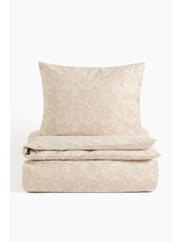 H&M - Beige Jacquard-Weave Single Duvet Cover Set