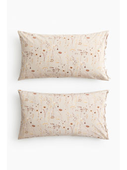 H&M - Beige 2-Pack Floral Pillowcases