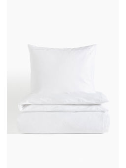 H&M - White Cotton Sateen Single Duvet Cover Set