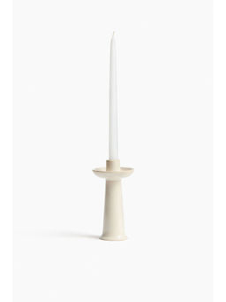 H&M - White Tall Stoneware Candlestick