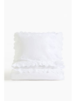 H&M - White Broderie Anglaise Double/King Duvet Cover Set