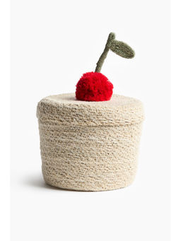 H&M - Beige Small Pompom Seagrass Storage Basket