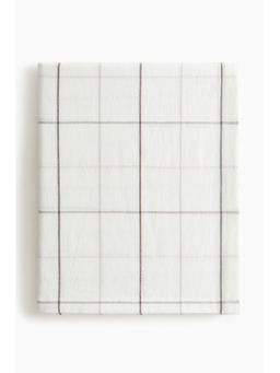 H&M - White Patterned Linen-Blend Tablecloth