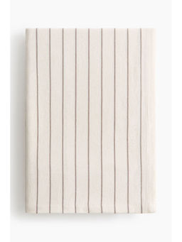 H&M - White Patterned Linen-Blend Tablecloth