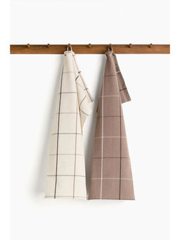 H&M - Brown 2-Pack Linen-Blend Tea Towels