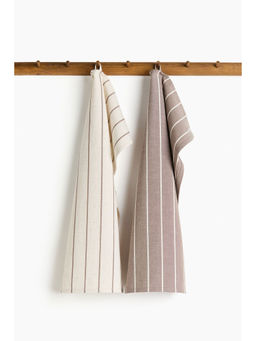 H&M - Brown 2-Pack Linen-Blend Tea Towels