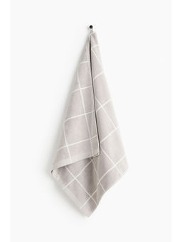 H&M - Beige Grid-Patterned Bath Towel