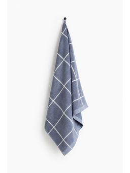 H&M - Blue Grid-Patterned Bath Towel