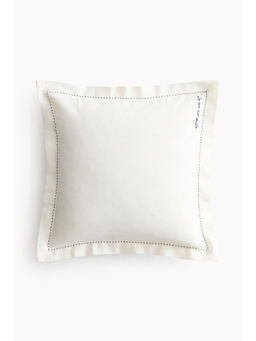 H&M - White Embroidery-Detail Linen-Blend Cushion Cover
