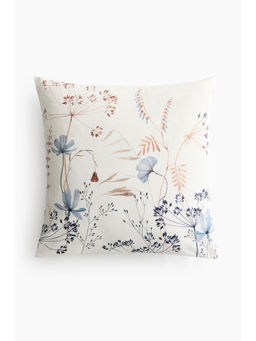 H&M - White Printed Canvas Cushion Cover