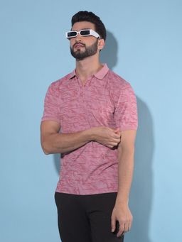 CRIMSOUNE CLUB - Mens Peach Printed Polo T-Shirt