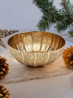 At Home by Nilkamal - Ripple Metal Urli Decorative Bowl (Gold)