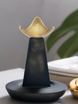 At Home by Nilkamal - Decorative Large Candle Stand Metal (Black & Gold)