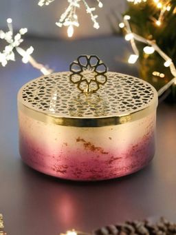 At Home by Nilkamal - Round Decorative Box with Lid (Onion & Gold)