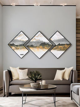 At Home by Nilkamal - Marbella Square Paintings Set of 3 Multi-Color