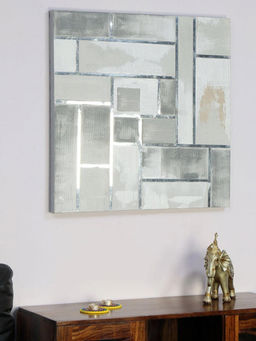 At Home by Nilkamal - Embossed Geometry Wall Painting|Set of 1|Size - 80 cm x 80 cm|Silver