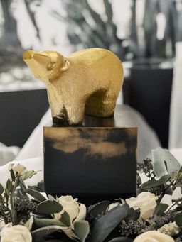 At Home by Nilkamal - Metal Stout Bear Showpiece|Iron & Aluminium|Set of I |Size - 17 x 22 cm|Black & Gold