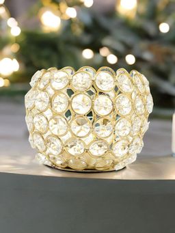 At Home by Nilkamal - Round Votive Candle Holder (Gold)