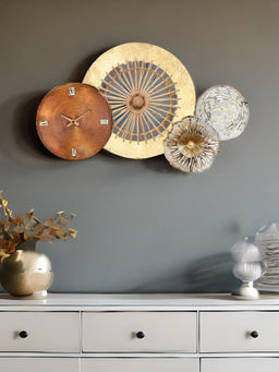 At Home by Nilkamal - Twister Analog Wall Clock (Brown and Gold)