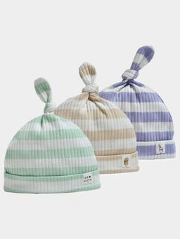 Mi Arcus - Stripes Design Multicolor Cap for Kids Pack of 3 (0-6 Months)