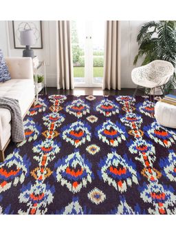 Qaaleen - Fine Handcrafted Dhurrie Finish with Same Level Pattern Blue 5 x 8 ft Rug