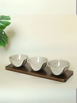 Smokey Cocktail - Triple Dip Bowls Platter - Beige (Pack of 3)