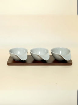 Smokey Cocktail - Triple Dip Bowls Platter - Grey (Pack of 3)