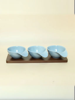 Smokey Cocktail - Triple Dip Bowls Platter - Blue (Pack of 3)