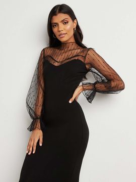 black and mesh dress